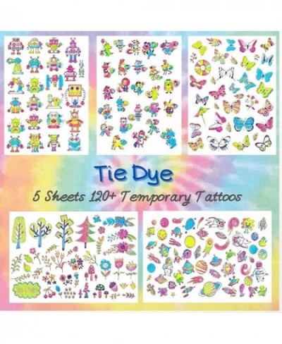 120+Styles Tie Dye Birthday Party Supplies Tie Dye Temporary Tattoos For Kids Tie Dye Birthday Party Decorations Fake Waterpr...