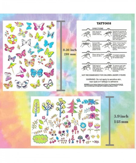 120+Styles Tie Dye Birthday Party Supplies Tie Dye Temporary Tattoos For Kids Tie Dye Birthday Party Decorations Fake Waterpr...