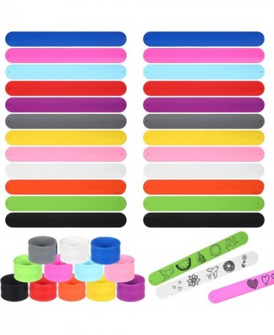 24 Pieces Slap Bracelets for Kids DIY Rainbow Silicone Slap Bracelet Wrist Bands Snap bracelets School Students Teens Adults ...