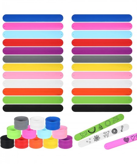 24 Pieces Slap Bracelets for Kids DIY Rainbow Silicone Slap Bracelet Wrist Bands Snap bracelets School Students Teens Adults ...