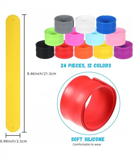 24 Pieces Slap Bracelets for Kids DIY Rainbow Silicone Slap Bracelet Wrist Bands Snap bracelets School Students Teens Adults ...