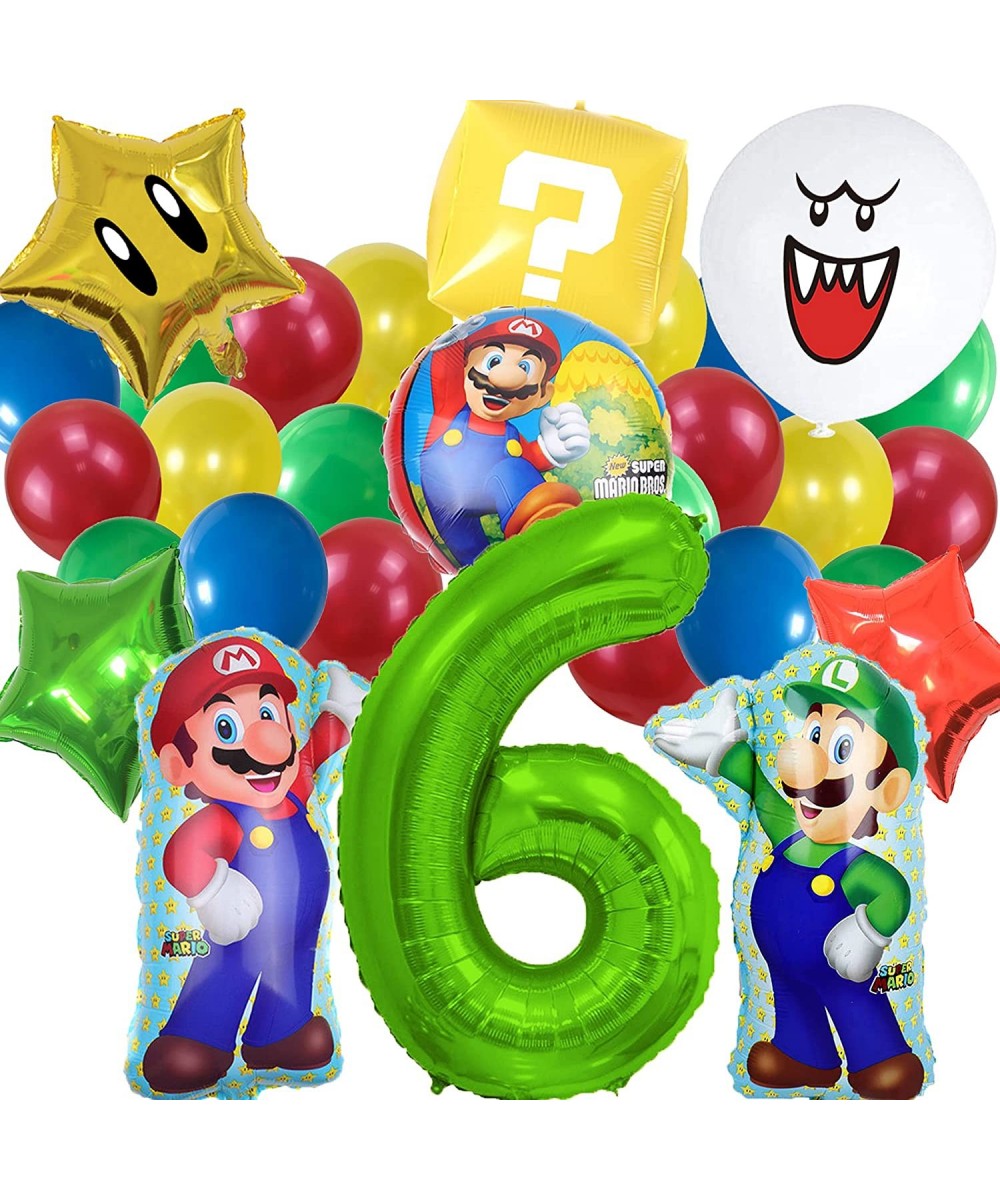 Super Mario Birthday Party Supplies - Mario and Luigi Bros Game Balloons Boo Balloon Vedio Game 6th Party Decorations for Boy...