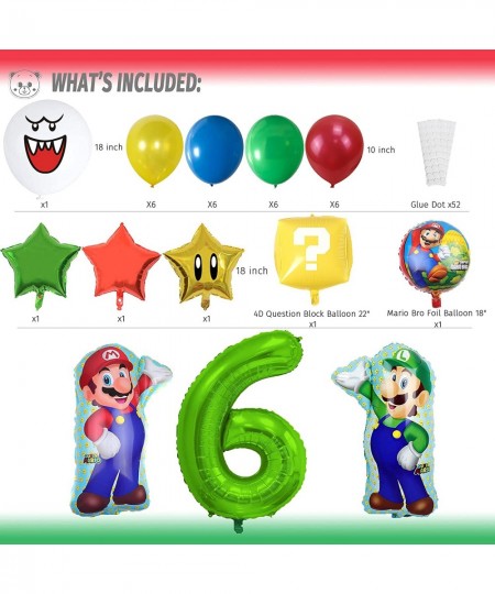 Super Mario Birthday Party Supplies - Mario and Luigi Bros Game Balloons Boo Balloon Vedio Game 6th Party Decorations for Boy...