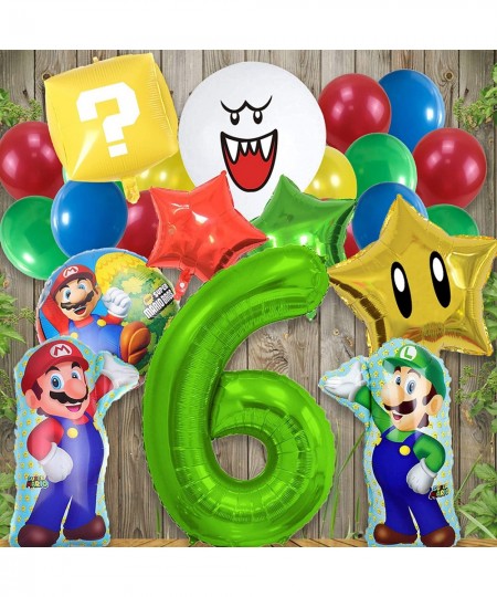 Super Mario Birthday Party Supplies - Mario and Luigi Bros Game Balloons Boo Balloon Vedio Game 6th Party Decorations for Boy...