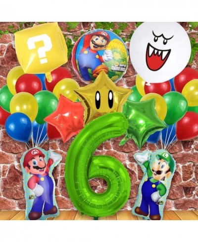 Super Mario Birthday Party Supplies - Mario and Luigi Bros Game Balloons Boo Balloon Vedio Game 6th Party Decorations for Boy...