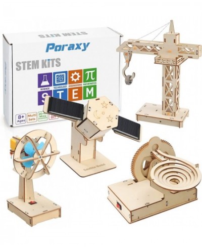 4 in 1 STEM Kits STEM Projects for Kids Ages 8-12 Assembly 3D Wooden Puzzles Building Toys DIY Educational Science Craft Mode...