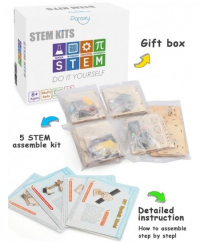 4 in 1 STEM Kits STEM Projects for Kids Ages 8-12 Assembly 3D Wooden Puzzles Building Toys DIY Educational Science Craft Mode...