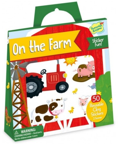 Reusable Sticker Totes: On The Farm - 2 Sticker Scenes & 50 Reusable Cling Stickers in a Carry Tote - Great for Trips Errands...