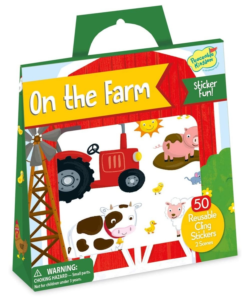 Reusable Sticker Totes: On The Farm - 2 Sticker Scenes & 50 Reusable Cling Stickers in a Carry Tote - Great for Trips Errands...