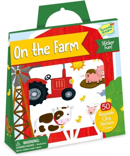 Reusable Sticker Totes: On The Farm - 2 Sticker Scenes & 50 Reusable Cling Stickers in a Carry Tote - Great for Trips Errands...