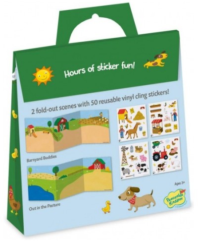 Reusable Sticker Totes: On The Farm - 2 Sticker Scenes & 50 Reusable Cling Stickers in a Carry Tote - Great for Trips Errands...