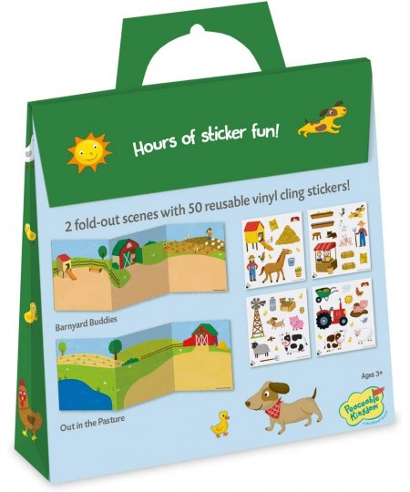 Reusable Sticker Totes: On The Farm - 2 Sticker Scenes & 50 Reusable Cling Stickers in a Carry Tote - Great for Trips Errands...