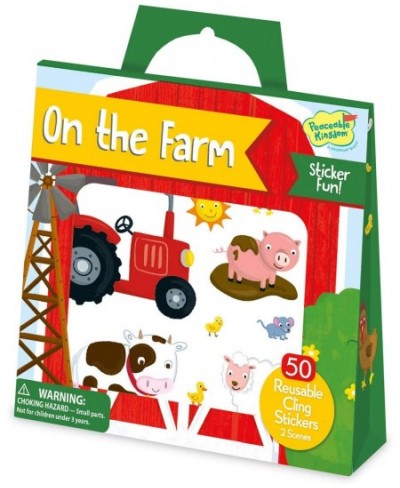 Reusable Sticker Totes: On The Farm - 2 Sticker Scenes & 50 Reusable Cling Stickers in a Carry Tote - Great for Trips Errands...