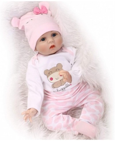 NPKDOLLs Reborn Baby Dolls 22 inches Soft Simulation Silicone Vinyl Vivid Boy Girl Toy Pink Bear Lucy $65.69 - Dolls