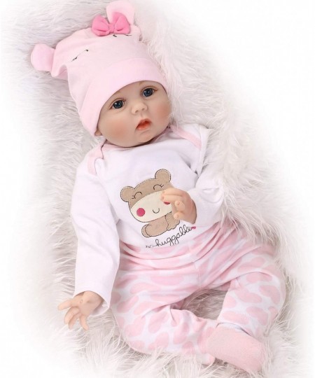 NPKDOLLs Reborn Baby Dolls 22 inches Soft Simulation Silicone Vinyl Vivid Boy Girl Toy Pink Bear Lucy $65.69 - Dolls