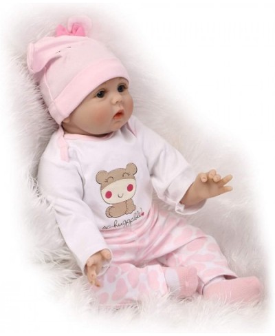 NPKDOLLs Reborn Baby Dolls 22 inches Soft Simulation Silicone Vinyl Vivid Boy Girl Toy Pink Bear Lucy $65.69 - Dolls