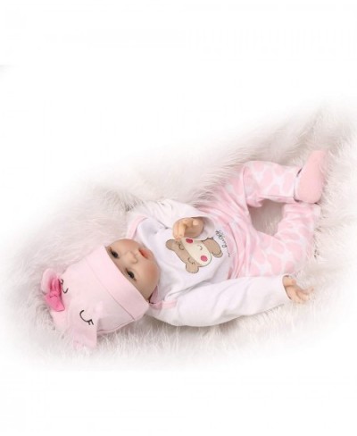 NPKDOLLs Reborn Baby Dolls 22 inches Soft Simulation Silicone Vinyl Vivid Boy Girl Toy Pink Bear Lucy $65.69 - Dolls