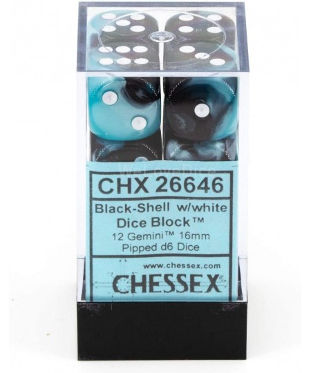 DND Dice Set-D&D Dice-16mm Gemini Black Shell and White Plastic Polyhedral Dice Set-Dungeons and Dragons Dice Includes 12 Dic...