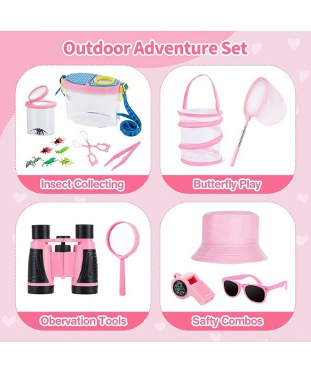 Outdoor Explorer Kit & Bug Catcher Kit for Kids with Hat Binocular Butterfly Net Whistle with Compass Magnifying Glass Bug Co...