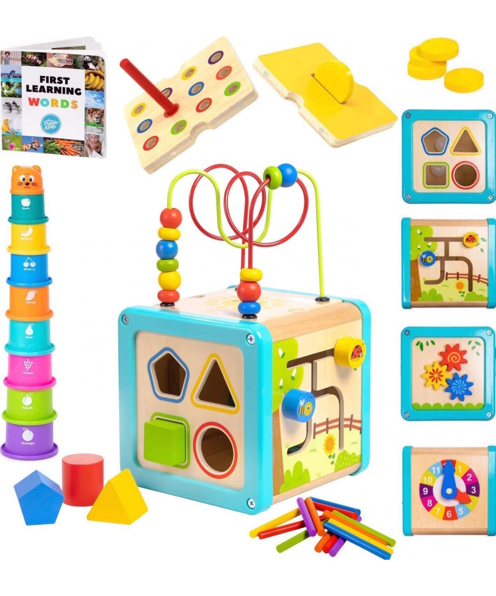 Wooden Activity Cube - Montessori Toys for 1 Year Old | First Birthday Gifts Toddlers Babies One + | Developmental Baby Boy G...