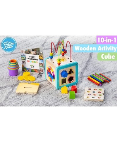 Wooden Activity Cube - Montessori Toys for 1 Year Old | First Birthday Gifts Toddlers Babies One + | Developmental Baby Boy G...