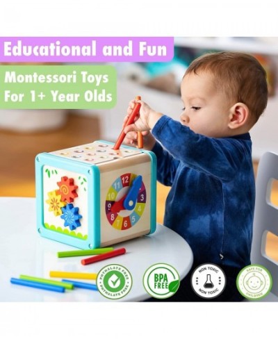 Wooden Activity Cube - Montessori Toys for 1 Year Old | First Birthday Gifts Toddlers Babies One + | Developmental Baby Boy G...