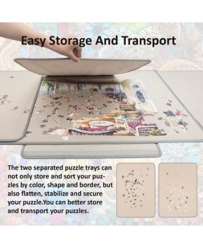 1000 Piece Puzzle Board Portable Puzzle Board Puzzle Mat with 1 Handle Bag 2 Sorting Trays and 6 Colorful Trays Puzzle Mat fo...