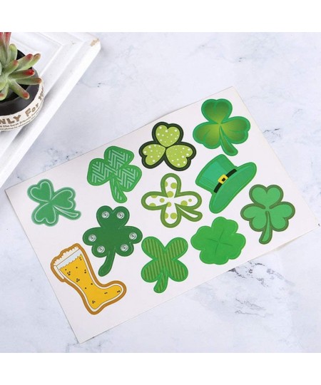 Shamrock Stickers St. Patricks Day Self-Adhesive Stickers Irish Party Clover Decals Shamrock Gift Label for Kids Children Gir...