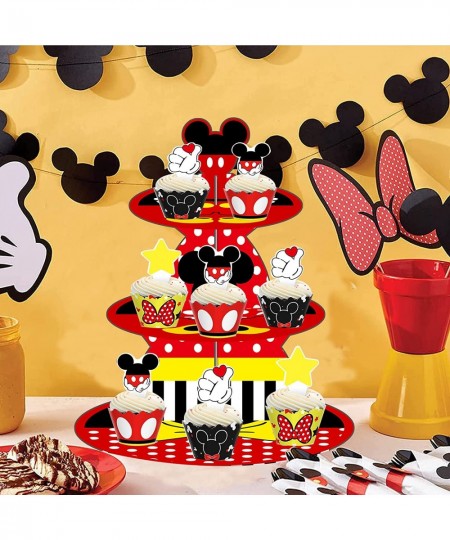 Red Mini Mouse Cupcake Stand Cartoon Mouse Birthday Party Supplies Mickey Mouse Decorations Cupcake Tower for Girls Boys Kids...