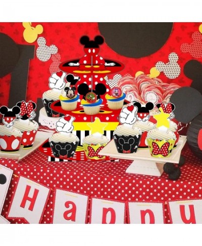 Red Mini Mouse Cupcake Stand Cartoon Mouse Birthday Party Supplies Mickey Mouse Decorations Cupcake Tower for Girls Boys Kids...