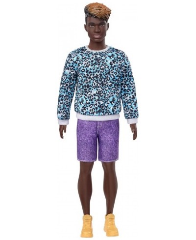 Ken Fashionistas Doll 153 with Sculpted Dreadlocks Wearing Blue Animal-Print Shirt Purple Shorts & Boots Toy for Kids 3 to 8 ...