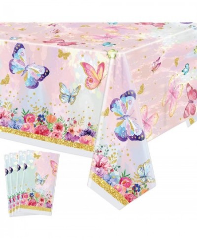 4 PCS Butterfly Birthday Tablecloth Decorations - Butterfly Plastic Table Cover Rectangular Watercolor Butterfly Tablecloth f...