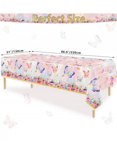 4 PCS Butterfly Birthday Tablecloth Decorations - Butterfly Plastic Table Cover Rectangular Watercolor Butterfly Tablecloth f...