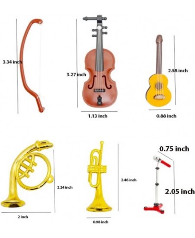 Miniature Musical Instrument Set Violin Guitar Piano Drum Trumpet Mini Figurine Ornament for Mini House Musical Room Furnishi...