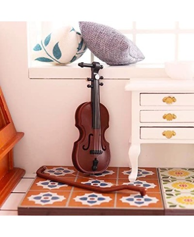 Miniature Musical Instrument Set Violin Guitar Piano Drum Trumpet Mini Figurine Ornament for Mini House Musical Room Furnishi...