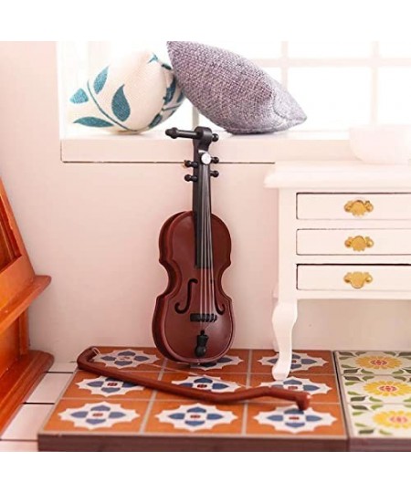 Miniature Musical Instrument Set Violin Guitar Piano Drum Trumpet Mini Figurine Ornament for Mini House Musical Room Furnishi...