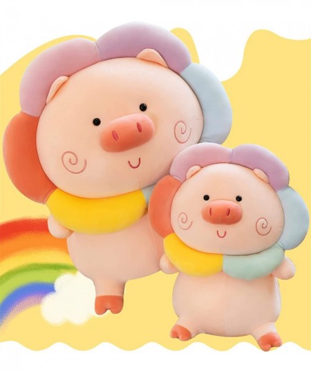 Cute Pig Stuffed Animal Plush Toy Soft Rainbow Pig Plushes Hugging Pillow Gifts for Bedding Birthday and Room Decoration 9.8 ...