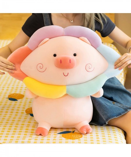 Cute Pig Stuffed Animal Plush Toy Soft Rainbow Pig Plushes Hugging Pillow Gifts for Bedding Birthday and Room Decoration 9.8 ...