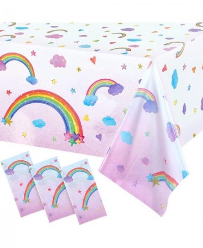 Rainbow Tablecloths Disposable Plastic Rainbow Waterproof Table Cover Rectangular Rainbow Clouds Fiesta Carnival Table Covers...