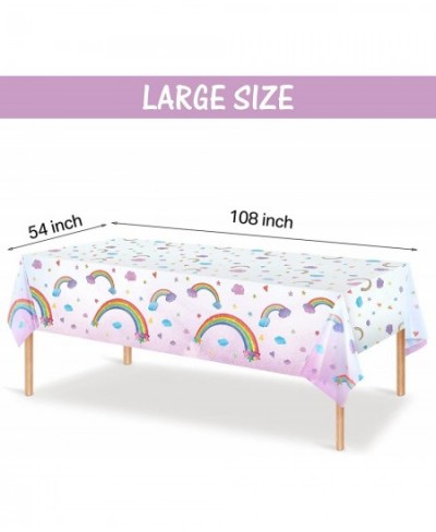 Rainbow Tablecloths Disposable Plastic Rainbow Waterproof Table Cover Rectangular Rainbow Clouds Fiesta Carnival Table Covers...