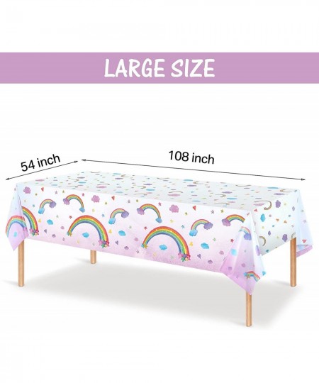 Rainbow Tablecloths Disposable Plastic Rainbow Waterproof Table Cover Rectangular Rainbow Clouds Fiesta Carnival Table Covers...