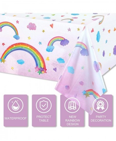 Rainbow Tablecloths Disposable Plastic Rainbow Waterproof Table Cover Rectangular Rainbow Clouds Fiesta Carnival Table Covers...