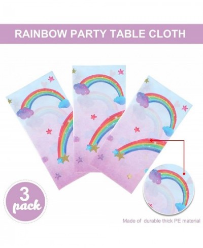 Rainbow Tablecloths Disposable Plastic Rainbow Waterproof Table Cover Rectangular Rainbow Clouds Fiesta Carnival Table Covers...