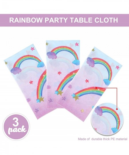 Rainbow Tablecloths Disposable Plastic Rainbow Waterproof Table Cover Rectangular Rainbow Clouds Fiesta Carnival Table Covers...