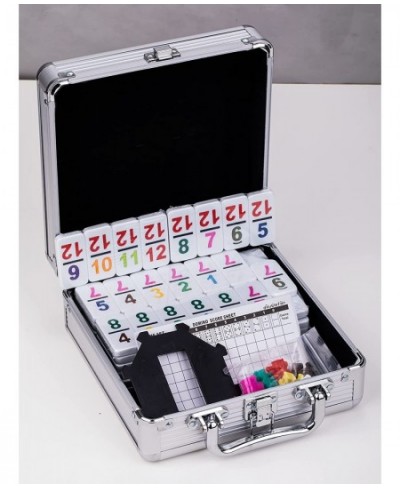 Mexican Train Number Dominoes Set Double 12 Dominoes 91 Tiles Games with Aluminum Case Number Dominoes Set Well Painted for K...