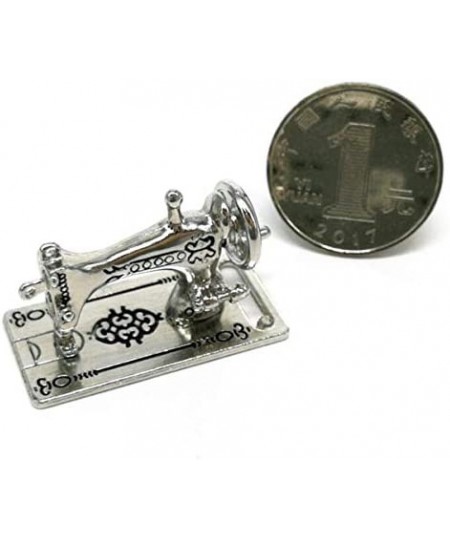 1:12 Dollhouse Miniature Furniture Accessories Vintage Sewing Machine Silver Decoration Miniature Dollhouse Retro Furniture D...