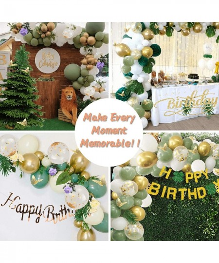 Sage Green Balloons Garland Arch Kit - 112pcs Sage Green Balloons with Gold Butterflies Olive Green Balloons Green Balloon Ga...