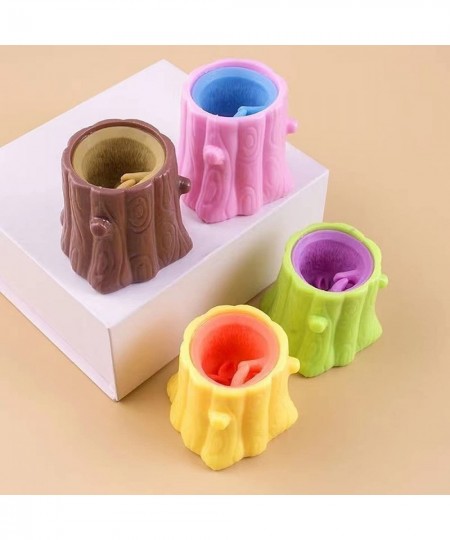 2 Pcs Cup Children's Toys Decompression Tree Stumps Rubber Fidget Toys Squirrel Toys Stress Relief Adult Decompression Silico...