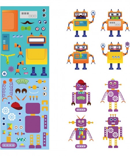 48 Sheets Make A Robot Stickers for Kids Make Your Own Stickers Make A Face Stickers Craft Sticker for Boys Girls Children Ro...