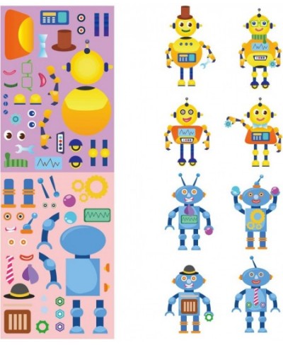 48 Sheets Make A Robot Stickers for Kids Make Your Own Stickers Make A Face Stickers Craft Sticker for Boys Girls Children Ro...